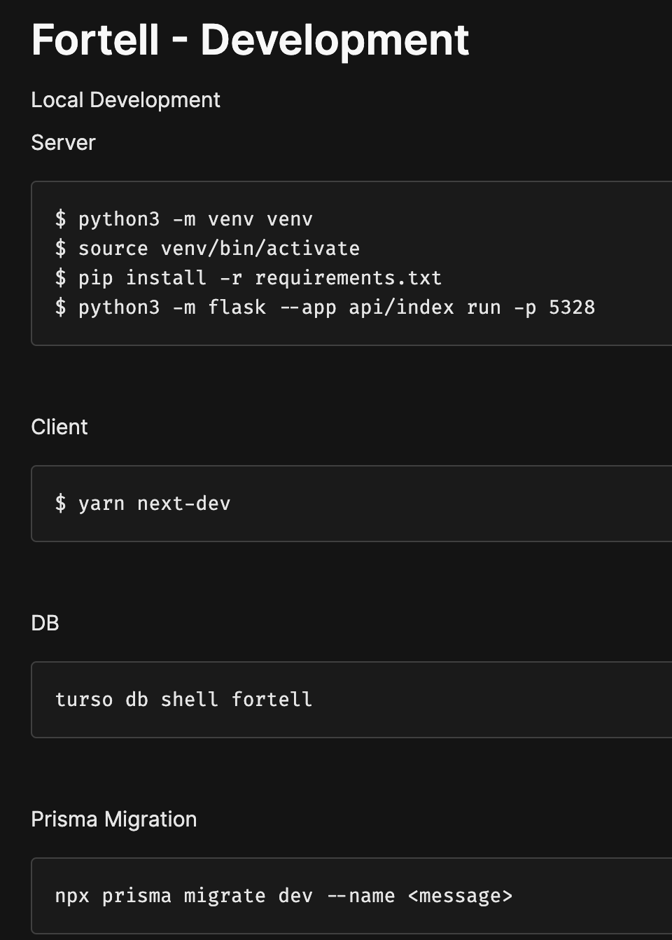 screenshot of development notes